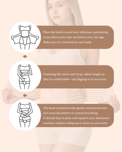 Evantha Postpartum Belly Band for Women: Adjustable Compression Wrap for Abdominal & Waist Support C-Section & Vaginal Birth Recovery Beige L