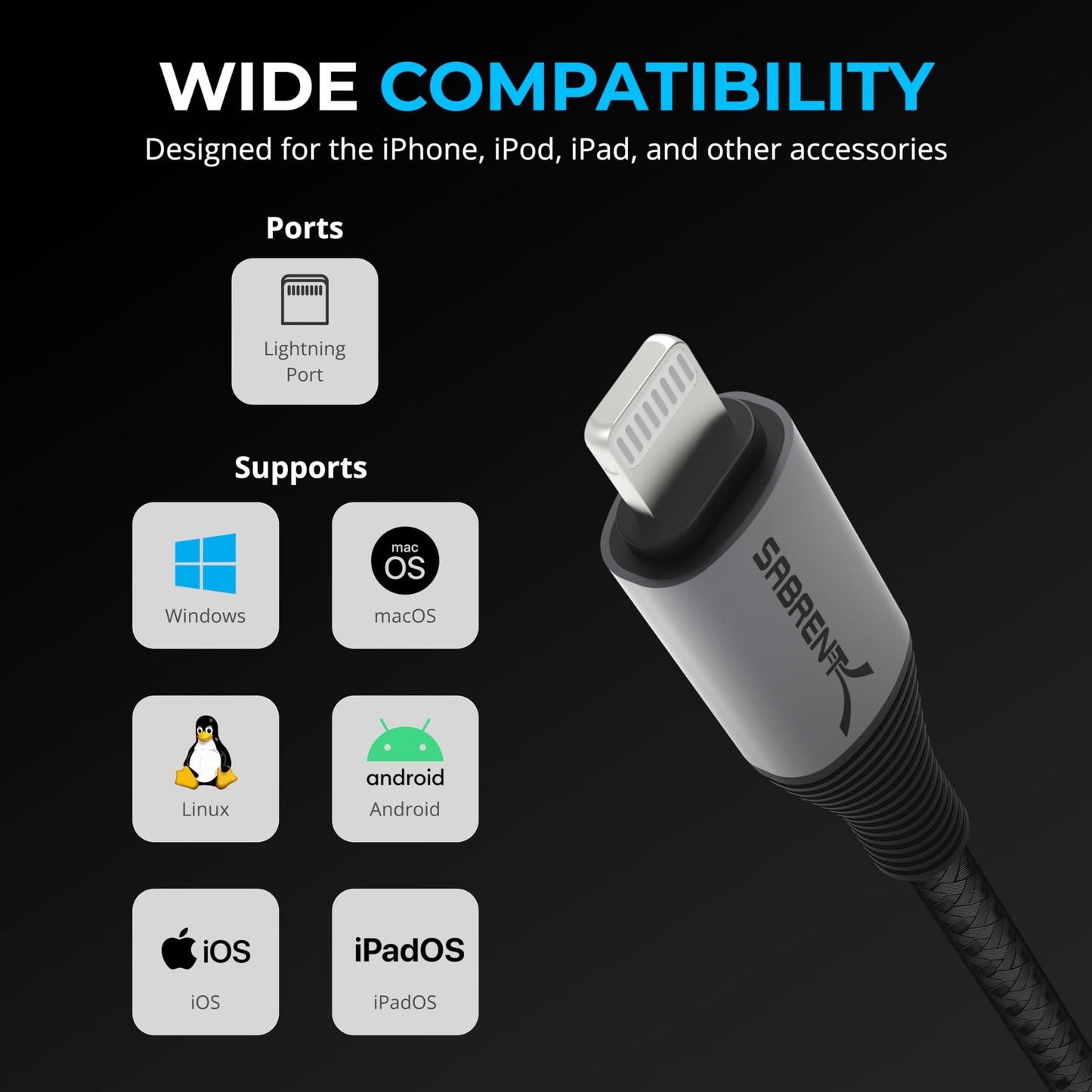 SABRENT USB C to USB C Charging Cable with Smart Display, 2M/6.6FT Long, E-Marker Chip, 100W Charging and 480Mbps Data Transfer Speeds, for Laptops, Smartphones, Tablets (CB-C2C2)
