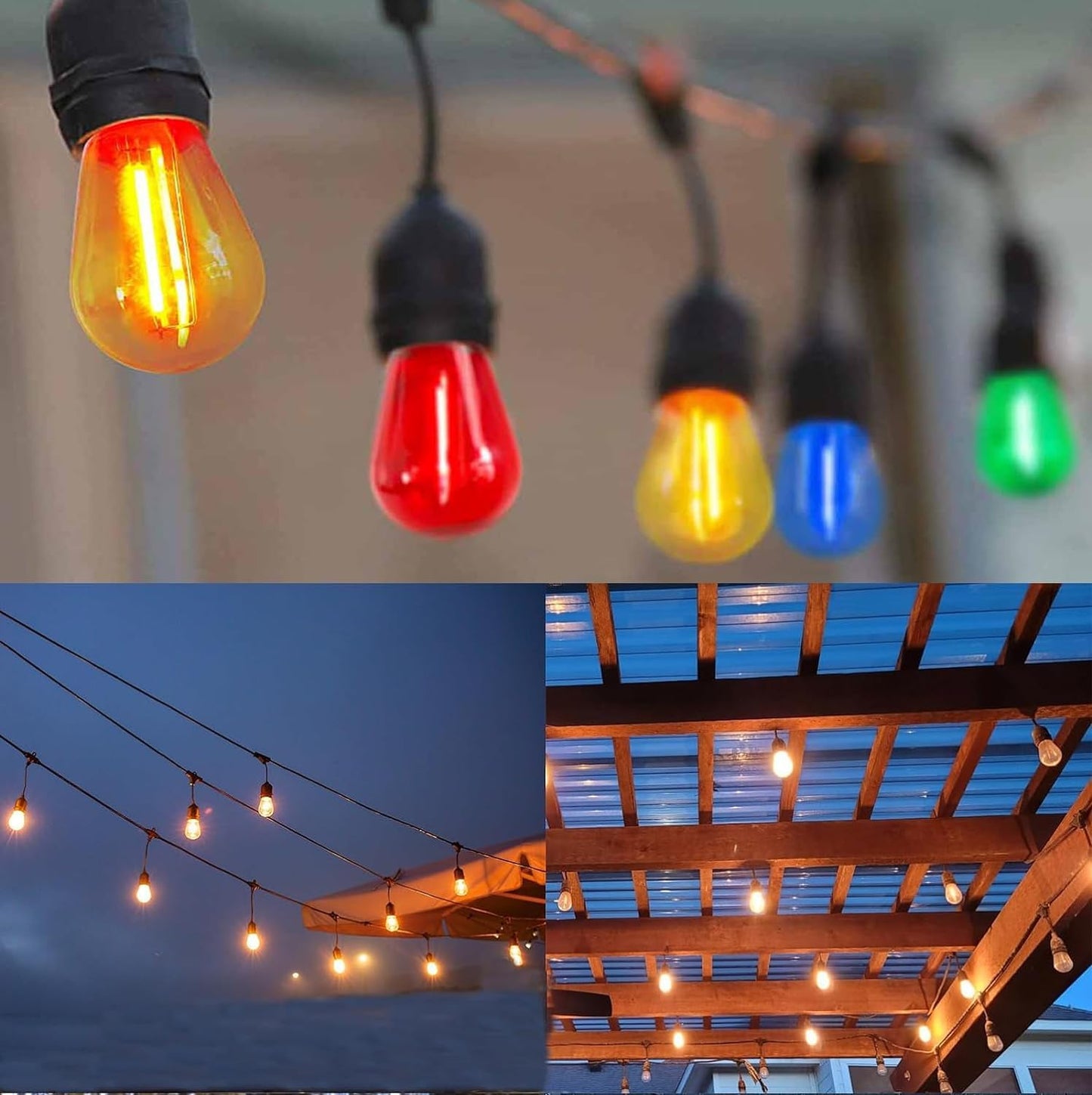 Minsily 15 Pack S14 LED Light Bulb Orange Christmas Replacement Bulbs 1W S14 Led String Light Plastic Shatterproof Edison Bulb E26 Base Decorative Bulb for Outdoor Home Patio Halloween Christmas Decor