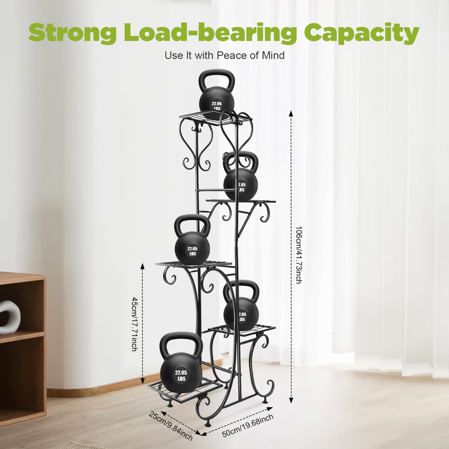 5 Tier Metal Plant Stand Indoor Outdoor, Upgraded Tall Iron Spiral Corner Plant Shelf- Tiered Storage Flower Pot Holder Display Organizer for Balconies, Living Rooms, Courtyards, Gardens, Black