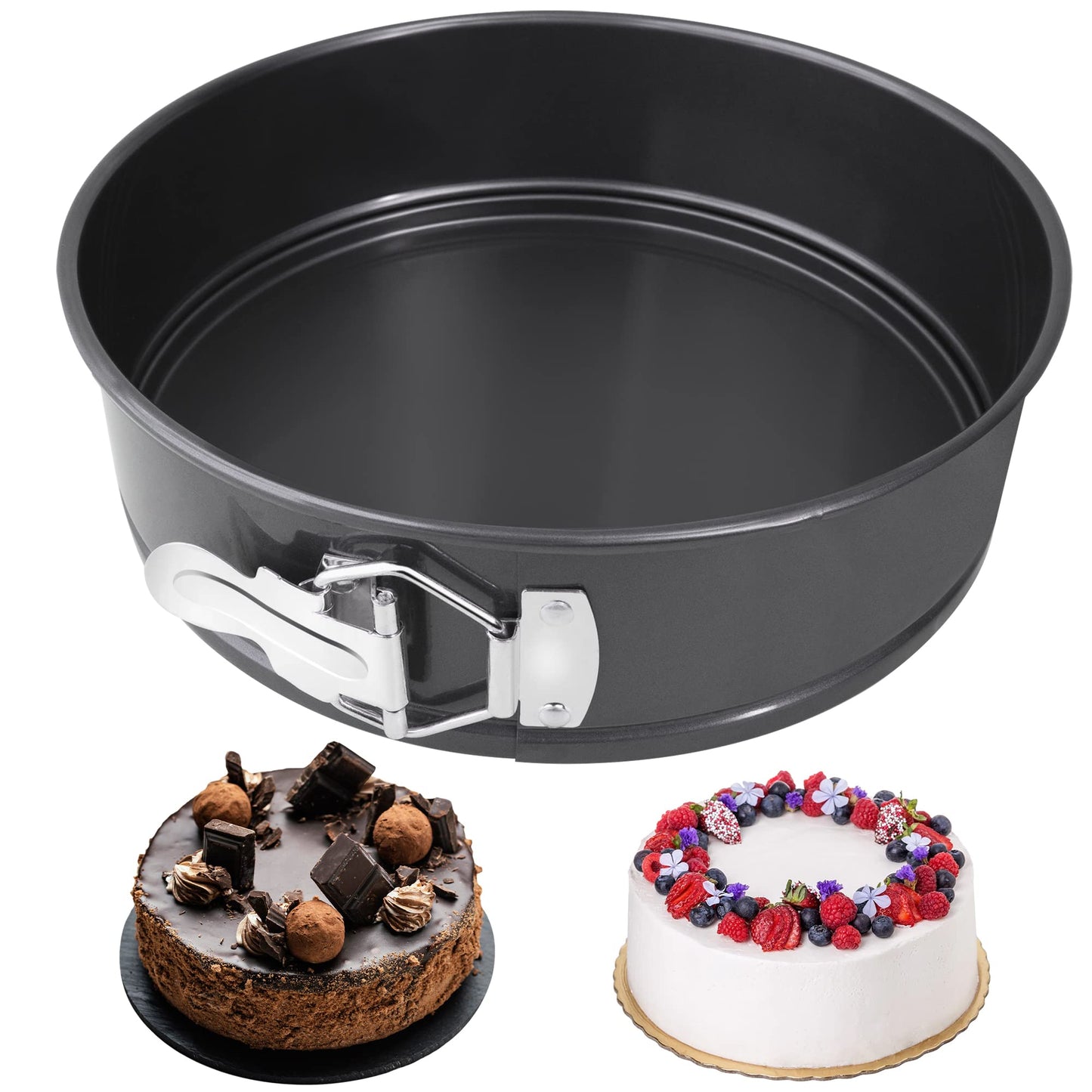 Grilzy Cake Tin - 8 Inch Cake Tins for Baking, 20cm Springform Cake Tins for Cheesecake, Non-Stick Baking Tins Round Cake Pan, Bake Ware Round Cake Tin for Restaurants, Home and Kitchen