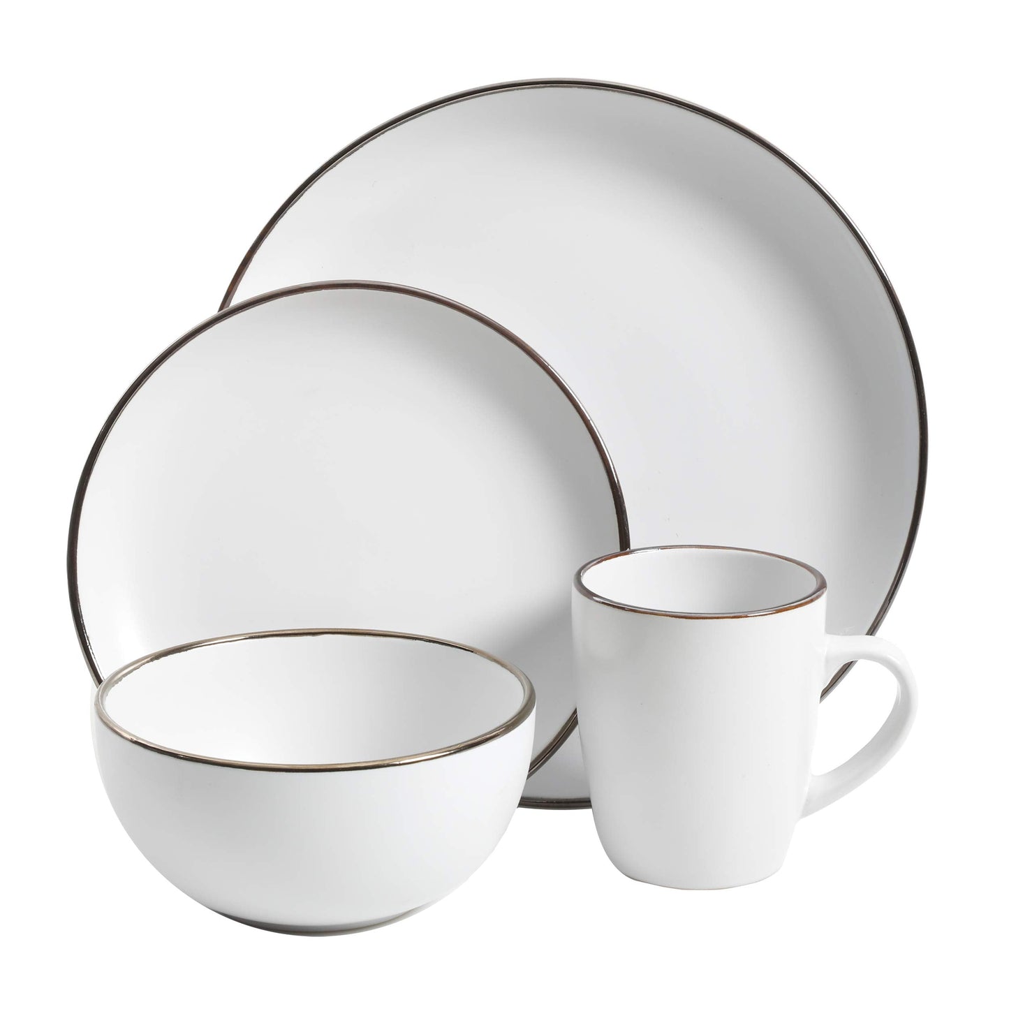 Gibson Home Queenslane 16 Piece Double Bowl Plates and Bowls Dinnerware Sets - Matte Blue