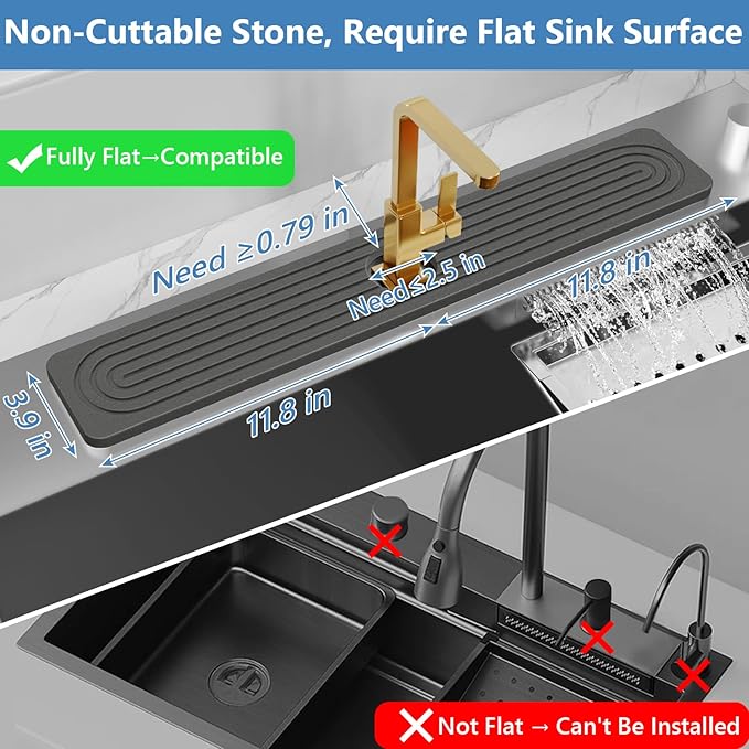 24'' Longer Faucet Mat for Kitchen Sink Stone Faucet Mat for Kitchen Sink