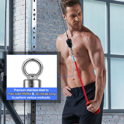 HXD-ERGO Ergonomic Tricep Rope of 2, Tricep Pull Down Attachment with Ergonomic Grip for Cable Machine - Single Arm Tricep Pull Down Cable Attachment for Gym（Red 2 pcs）