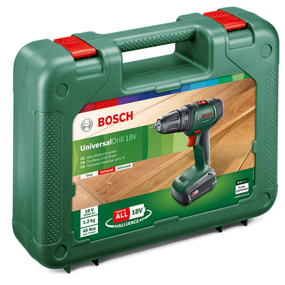 Bosch Home and Garden Cordless Drill UniversalDrill 18V (1 Battery, 18 Volt System, in Carrying case), Black