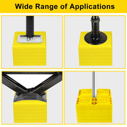 RV Leveling Blocks 12 Pack, Heavy Duty Interlocking Camper Leveler with Carrying Bag, Customizable Height for Single & Dual Axle Wheels, 8.6" x 8.6" x 1.5" Yellow RV Stabilizer Jack Pads