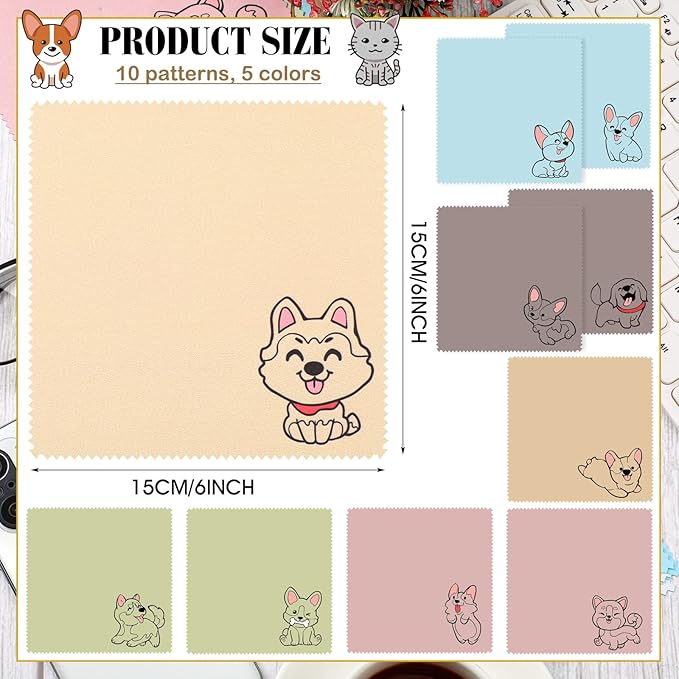 WILLBOND 20 Pcs Microfiber Cleaning Cloth Cute Dog Design Microfiber Cloth Soft