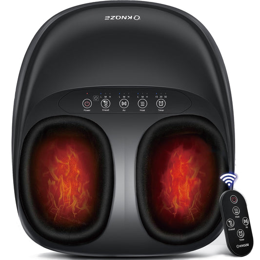 KNQZE Foot Massager Machine with Heat, Shiatsu Deep Kneading Foot Massager with Remote, Compression, Multi-Massage Modes, Auto-Off Timers, Gifts for Women Men, FSA or HSA Eligible