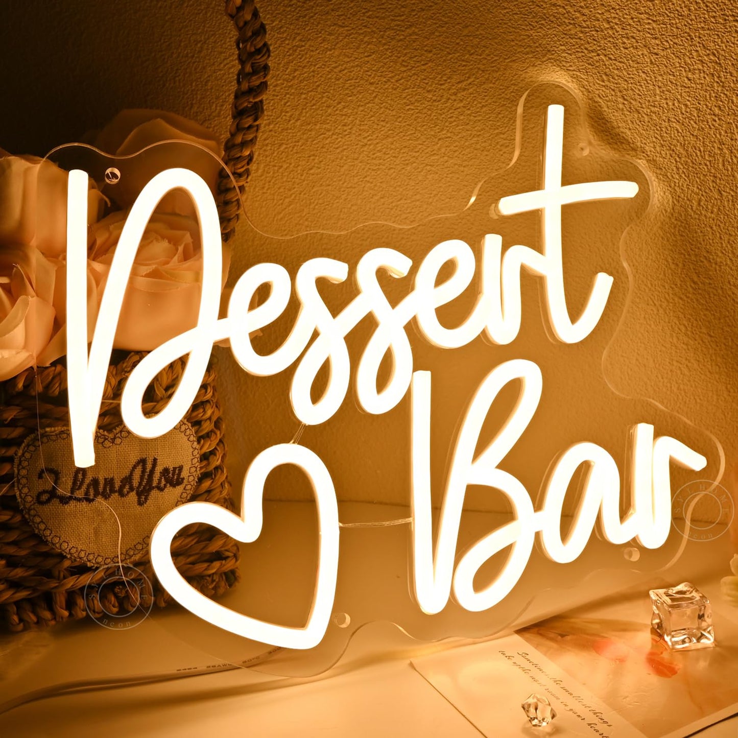 SYLHOME Dessert bar Led Neon Light Sign Home Candy Bar Snack Wall Sign Decor Wedding Birthday Christmas Party Decor Banner Gifts 11.81" X 9.33" USB