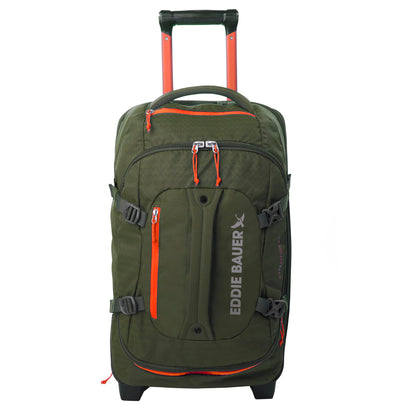 Eddie Bauer Expedition Rolling Duffel Bag with Wheels | Travel | Carry-On | Luggage | Rugged | Durable - Dark Thyme, 22"