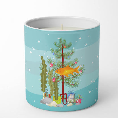 Caroline's Treasures CK4512CDL Goldfish Common Merry Christmas 10 oz Decorative Soy Candle Nature Soy Wax Essential Oil Home Decor Ideal for Bedroom Kitchen Bath Office Gift, 10 oz