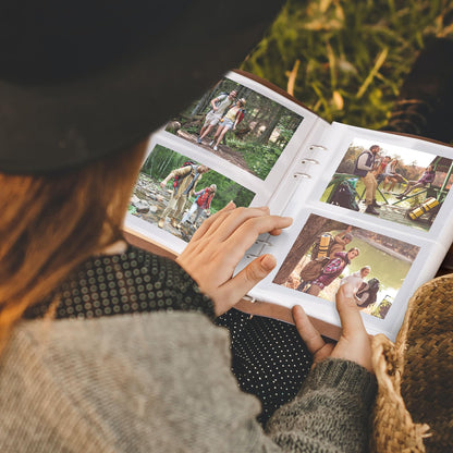 Photo Album 4x6 200 Photos, Genuine Leather Photo Albums with Writing Space with 30 Writing Paper, Travel Family Wedding Kids Graduation Ultrasound Baby Picture Album Scrapbook Photo Album（Flowers）