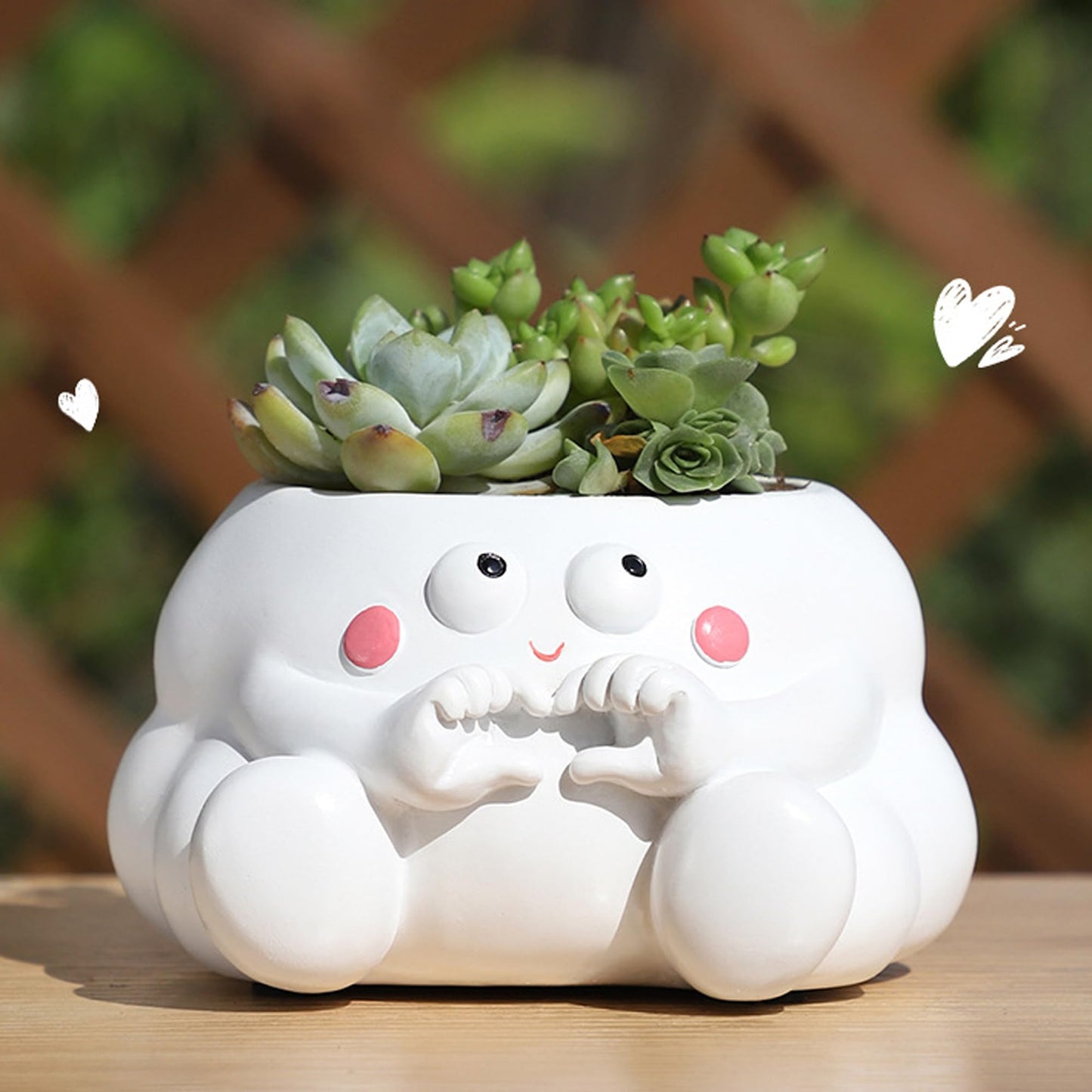 HDKXBEJ Cloud-Shaped Small Succulent Planters, 3.4''Dog Cute Plant Pots with Drainage Holes Funny Resin Flower Pots for Indoor Outdoor Home Office Gifts (C)