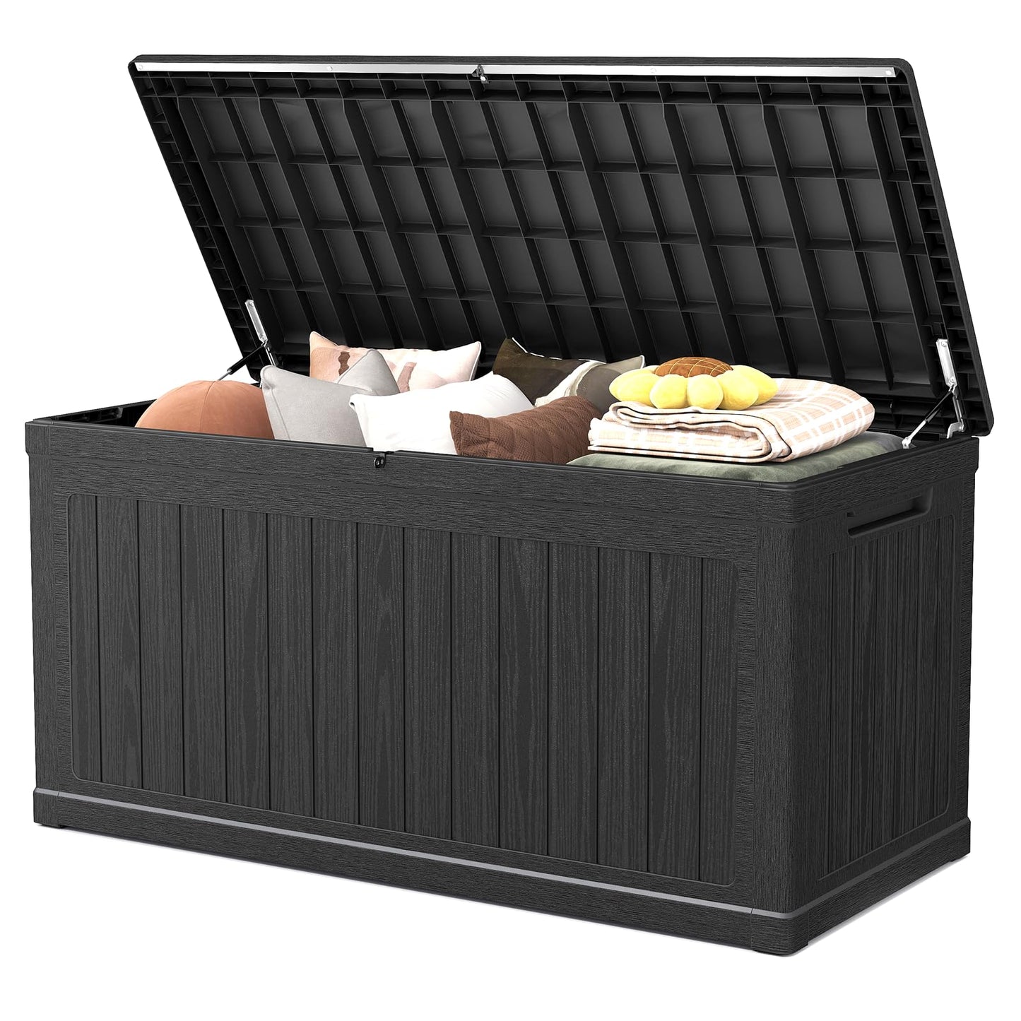 Skepphlay 260 Gallon Deck Box Extra Large, Outdoor Storage Box Lockable, Patio Storage Box Waterproof and UV Resistant, 440lbs Load Capacity for Garden, Patio, Pool (Black)