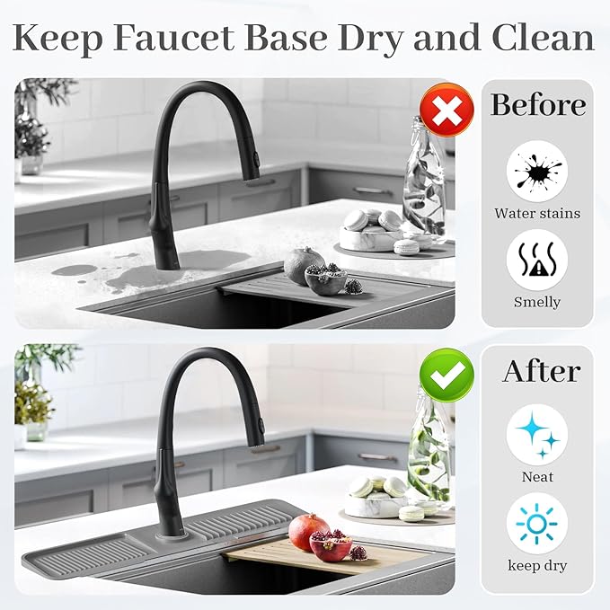 PoYang 24 Inch Faucet Mat for Kitchen Sink Splash Guard Behind Faucet, Sink