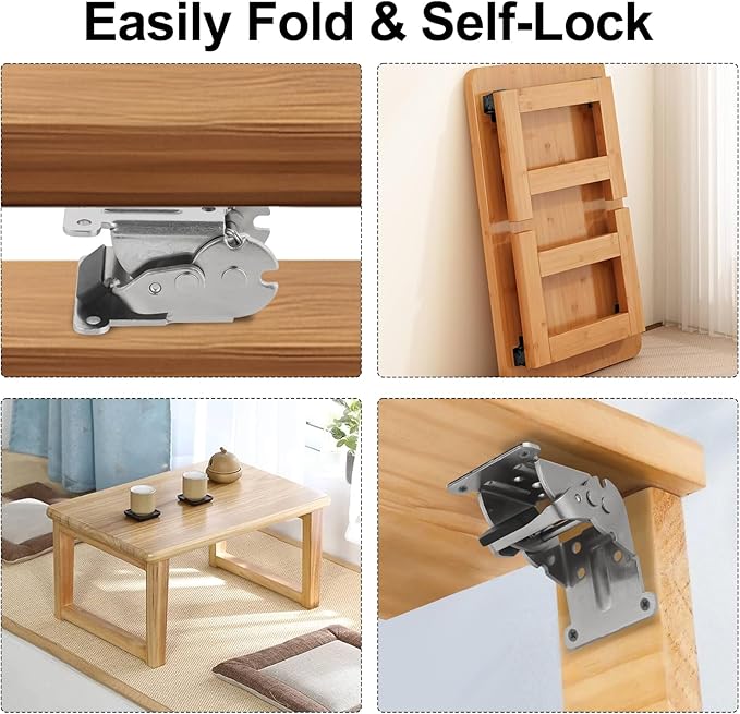 Self Locking Hinges Furniture Table Legs Locking Brackets, 90 Degree Folding