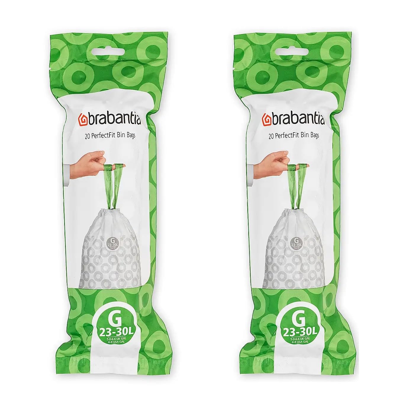 Brabantia Bin Liners, Size G, 23-30 L - 40 Bags - 2 pack