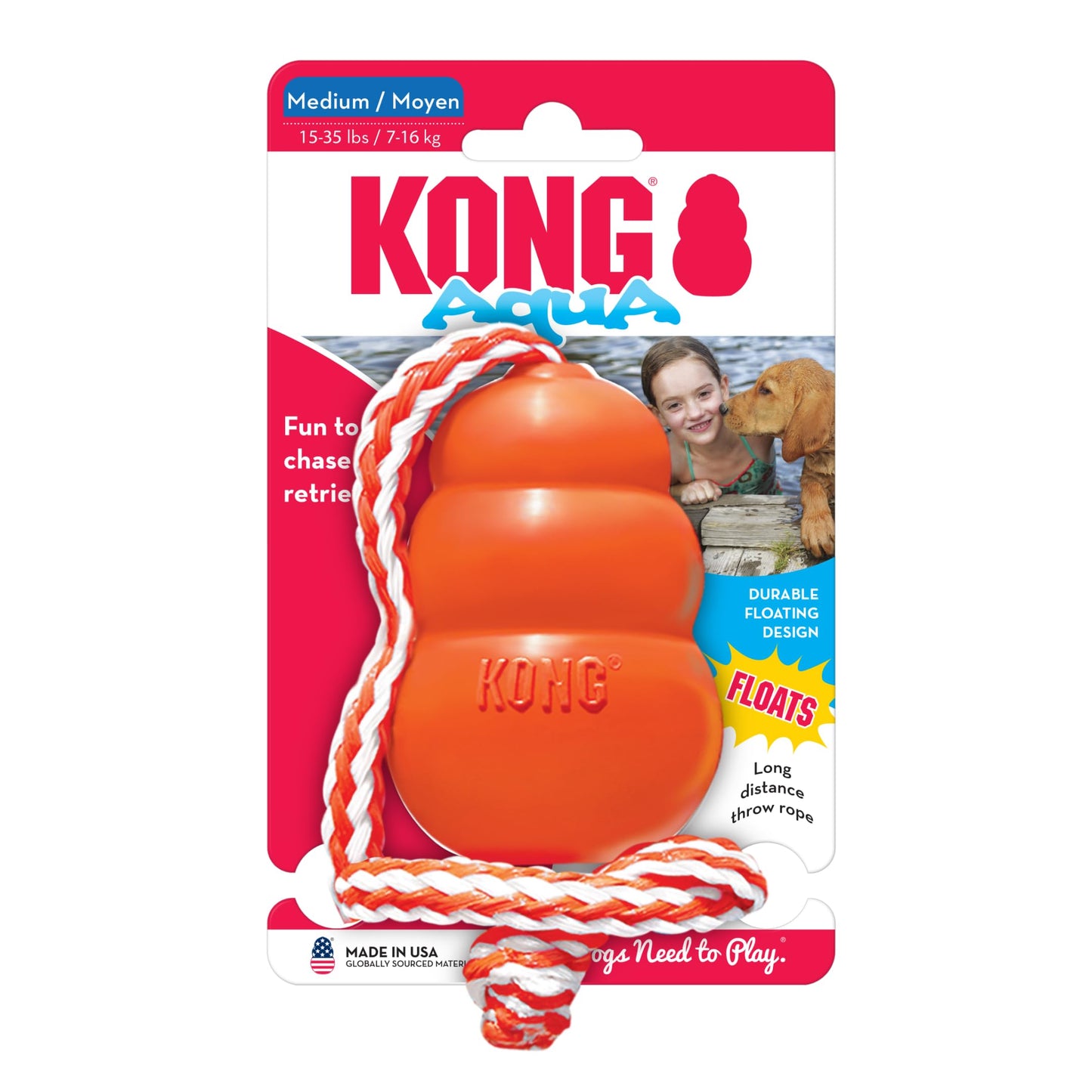 KONG - Aqua - Floating Fetch Toy for Water Play - For Medium Dogs