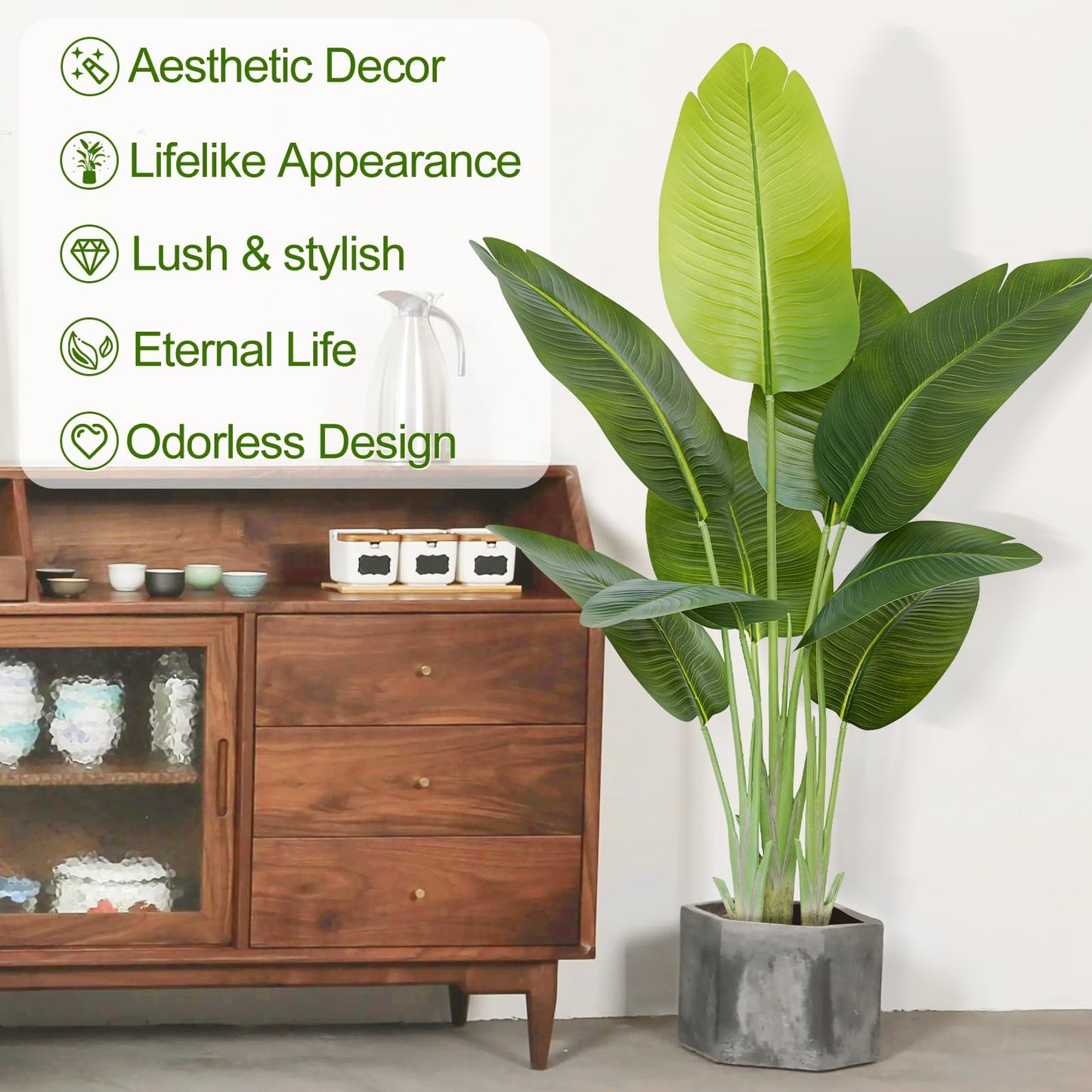 Keeplush Lifelike Bird of Paradise Artificial Plant 4ft Faux Banana Leaf Tree with 9 Trunks for Home Decor - Perfect Indoor Silk Floor Plant for Living Room, Office, and Bedroom Ambiance Enhancement