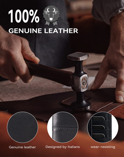 Swallowmall Mens Wallet Rfid Blocking Leather Wallet for Men Bifold Wallets with 1 ID Window 16 Card Slot