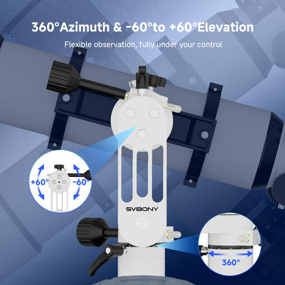SVBONY SV225 Mini Alt-Azimuth Mount, Adjustable Telescope Alt-Azimuth Mount, Load-Bearing 5kg, No Empty Travel, CNC Hollow Structure, Lightweight Portable Altazimuth for Astronomy Beginners