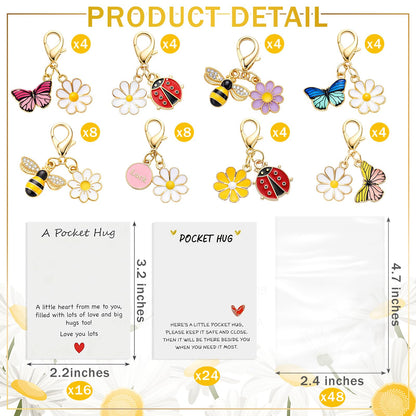 Liliaafar 40 Sets Hug Token Pocket Gifts Bulk Graduation Teacher Appreciation Gifts Inspirational Cards with Mini Charms Back to School Party Favors Emotional Keepsake Bag Charm Accessories