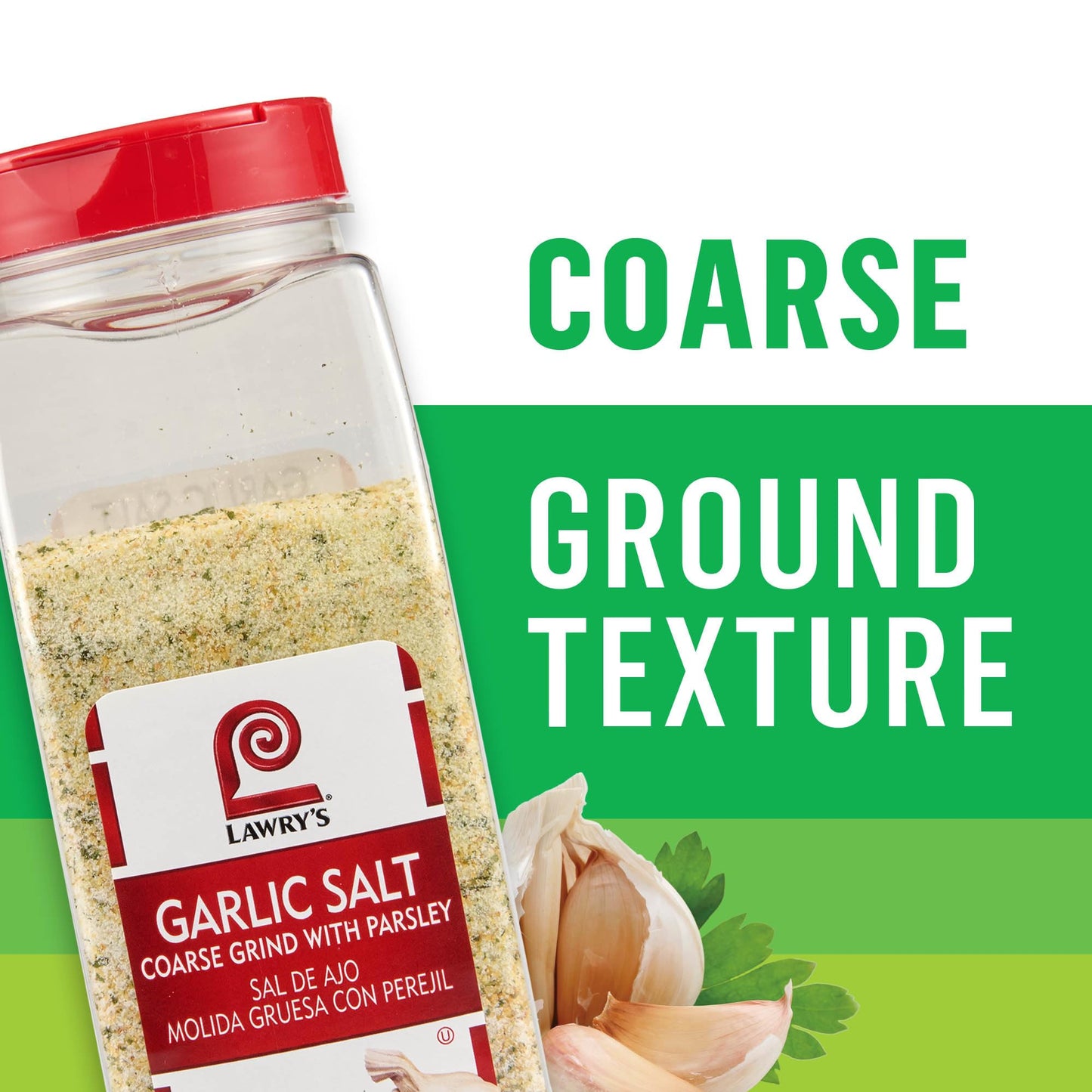 Lawry's Coarse Grind Garlic Salt with Parsley, 28 oz - One 28 Ounce Container of Garlic Salt and Parsley Seasoning for Beef, Poultry, Stir-Fry and Pasta