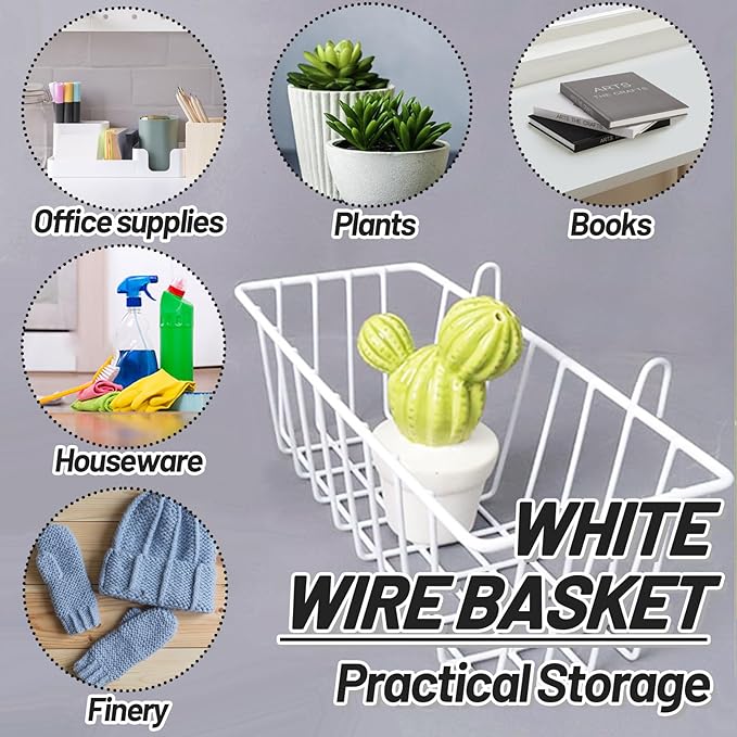3PCS Wire Baskets, Metal Wire Storage Basket, Wall Hanging Bin and Display