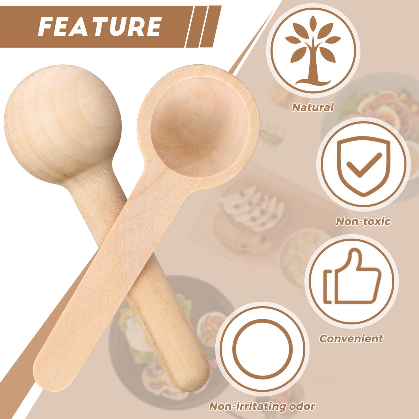 Patelai 100 Pieces Mini Wooden Spoons Bulk 3 Inch Small Condiments Tiny Jars Spoons for Coffee Condiment Honey Teas Sugar Kitchen Cooking Bath Salt (Cute Style)