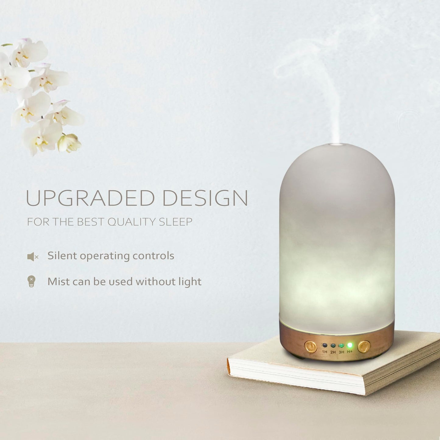 Earnest Living Essential Oil Diffuser White Ceramic Diffuser 100 ml Timers Night Lights and Auto Off Function Home Office Humidifier Aromatherapy Diffusers for Essential Oils