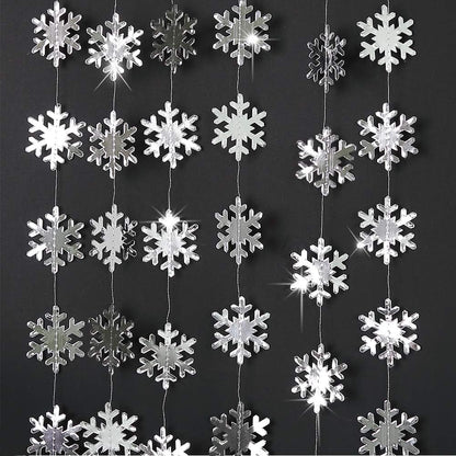 Cheerland Clearance Silver Snowflakes Decorations Garland for Winter Hanging Decoration Winter Wonderland Christmas Onederland Office Dorm Holiday Bridal Shower Ceiling Decor Xmas Backdrop Baby Shower