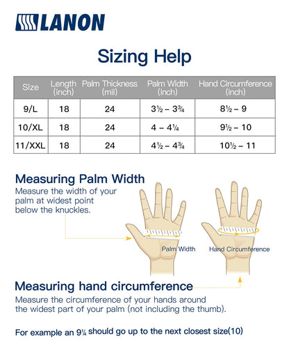 LANON Nitrile Chemical Resistant Gloves, Reusable Heavy Duty Safety Work Gloves, Acid, Alkali and Oil Protection, 18" Length, Non-Slip, X-Large