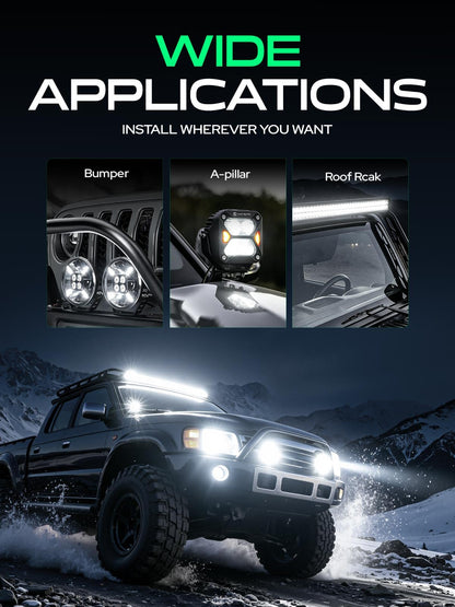 YHTAUTO 22 Inch LED Light Bars & Light Cover 160W 16000LM 5700K Combo Beam Off Road Camper Driving Work Light for 4x4 Pickup Truck ATV UTV Dirt Bike Motorcycle Boat Trailer IP67 Waterproof Lamp