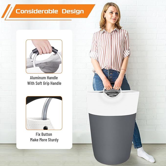 BlissTotes 115L Laundry Basket, Freestanding Laundry Hamper, Collapsible Dirty