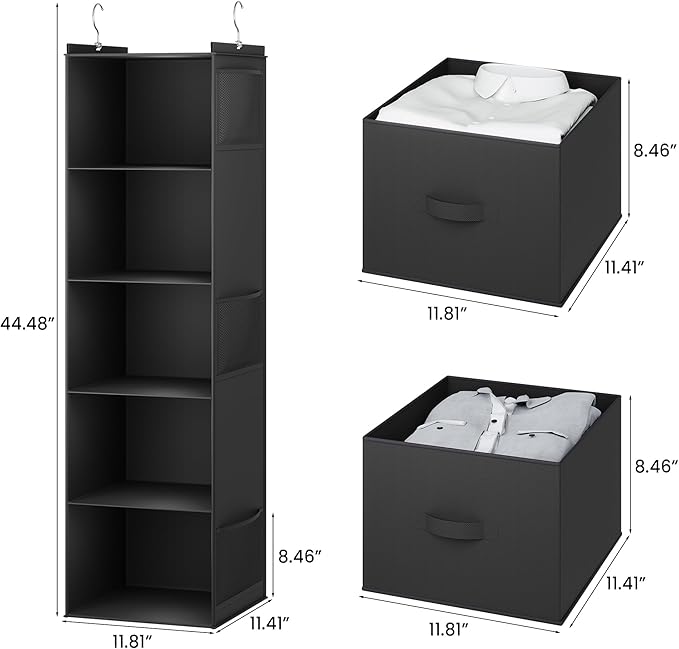 YOUDENOVA Hanging Closet Organizer, 5 Tier Hanging Closet Shelves