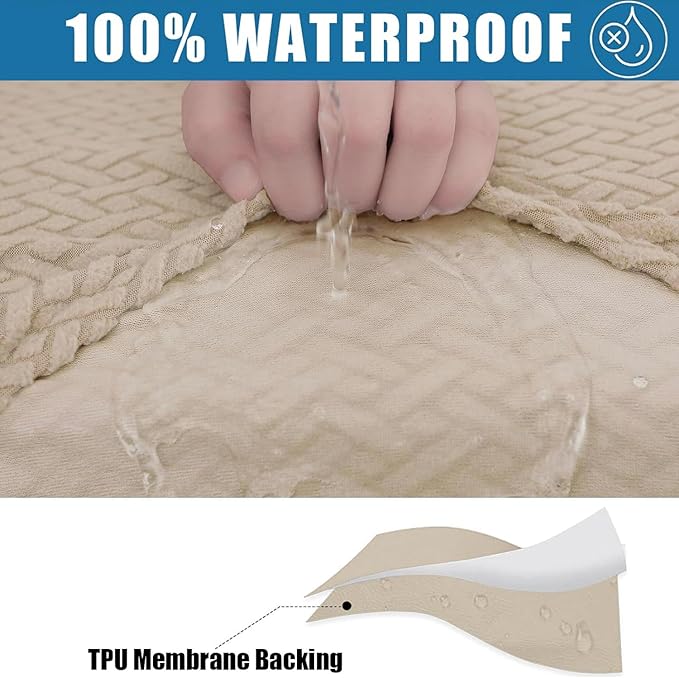 Smiry Waterproof Couch Cushion Covers, Stretch Jacquard Thick Sofa Cushion