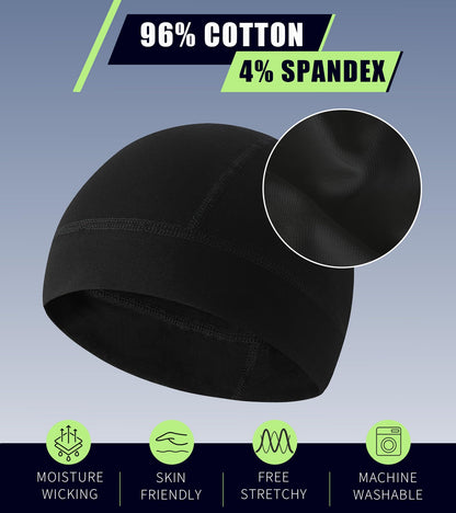 Hovyjumz 2 Pieces Cotton Skull Caps for Men Women Helmet Liner Breathable Sleep Hat Chemo Headwear Running Cap