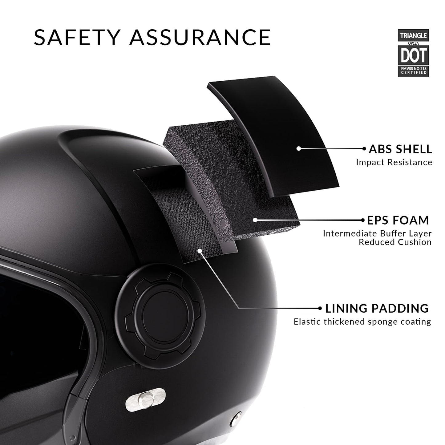 TRIANGLE Full Face Motorcycle Helmets,Off-Road Motocross Helmet for Men & Women,Dual Visor with Internal Tinted Sunshield,Open Face 3/4 Adult Racing Helmet DOT Approved(Black,L)
