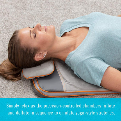 HoMedics Body Flex Back Stretching Mat with Heat, 6 Stretching Programs and 3 Intensity Levels with Removable Memory Foam Pillow for Full Body Coverage, Portable for Yoga, Athletes, Home Gym