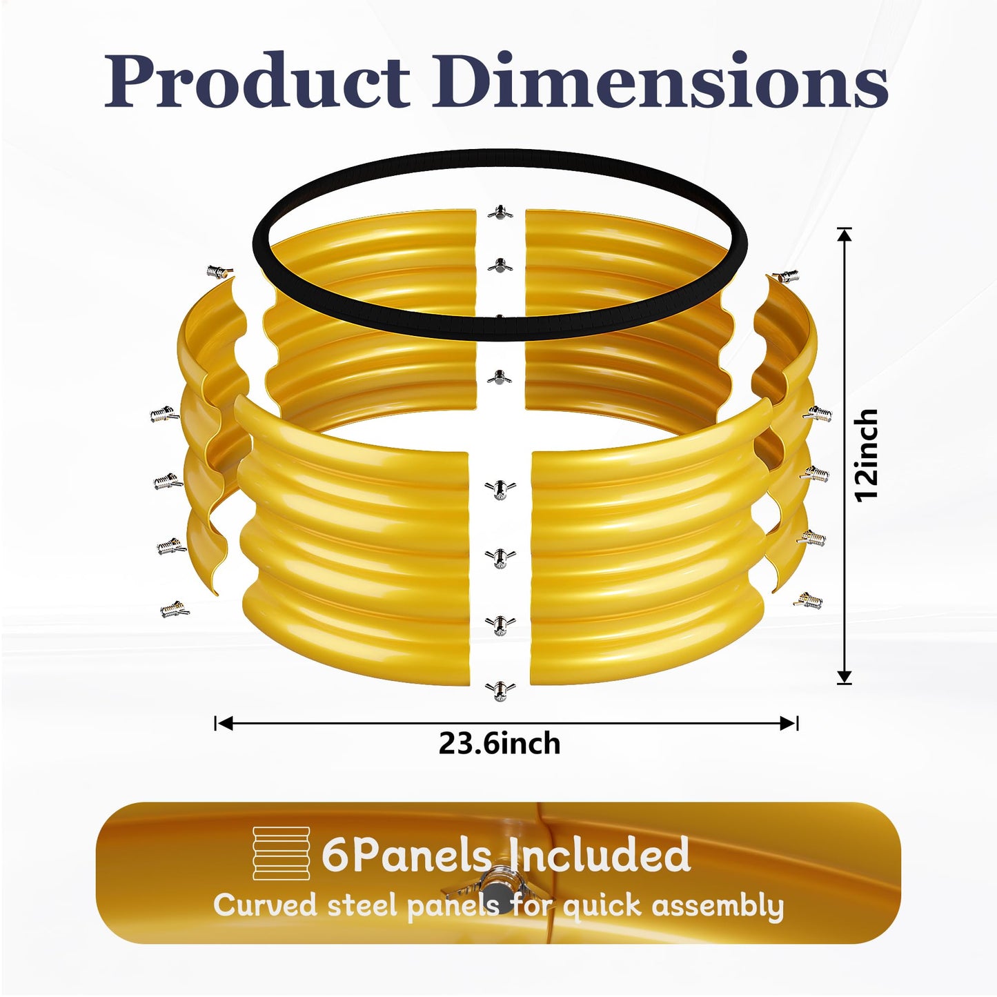 SOCONT 2 x 2 x 1 ft Round Raised Garden Bed, Yellow 2 Pack 0.6 mm Thick Galvanized Steel Planter Box with Double Layer Paint and Safety Edge Trim for Vegetables Flowers Herbs Outdoor Garden