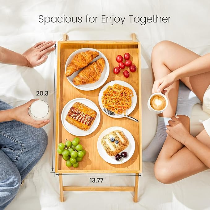 Bamboo Bed Tray Table, Large Breakfast Tray