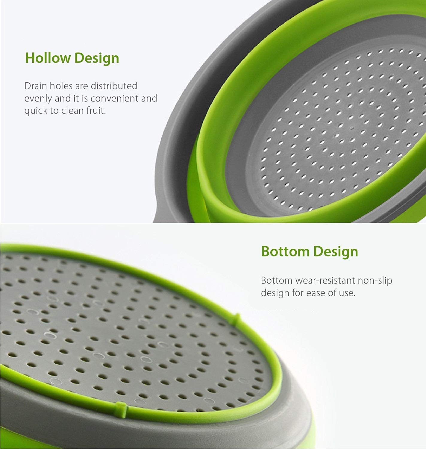 Kitchen Foldable Silicone Strainer Colanders, Collapsible Colanders with Handles, Space-Saver Folding Strainer Colander for Draining Pasta, Vegetable (Blue)