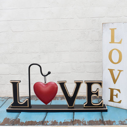Wood Love Sign Freestanding Letters Cutout Wooden Words Block Mother's Day Home Decor Mantle Mantel Fireplace - Decorative Tabletop Centerpiece Rustic Christmas Wedding Valentine's Day Party Decoration