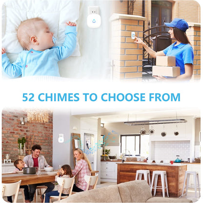 SECRUI Wireless Doorbell, Easy installation, Waterproof, Adjustable Volume, 58 Chimes, Colorful LED, 1000Ft Range, M520+F55, Black