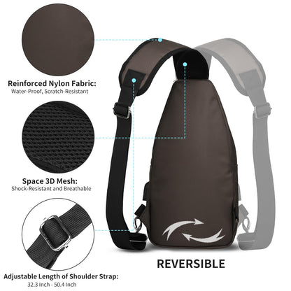 AMJ Crossbody Sling Bag Men Women, Casual Shoulder Backpack, Chest Daypack Satchel for Hiking Travel