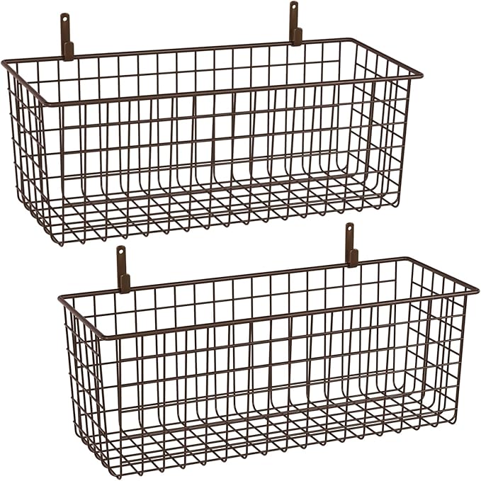 2 Sets Extra Large Hanging Wall Basket, WallmountedFruit Vegetable Toy Snack