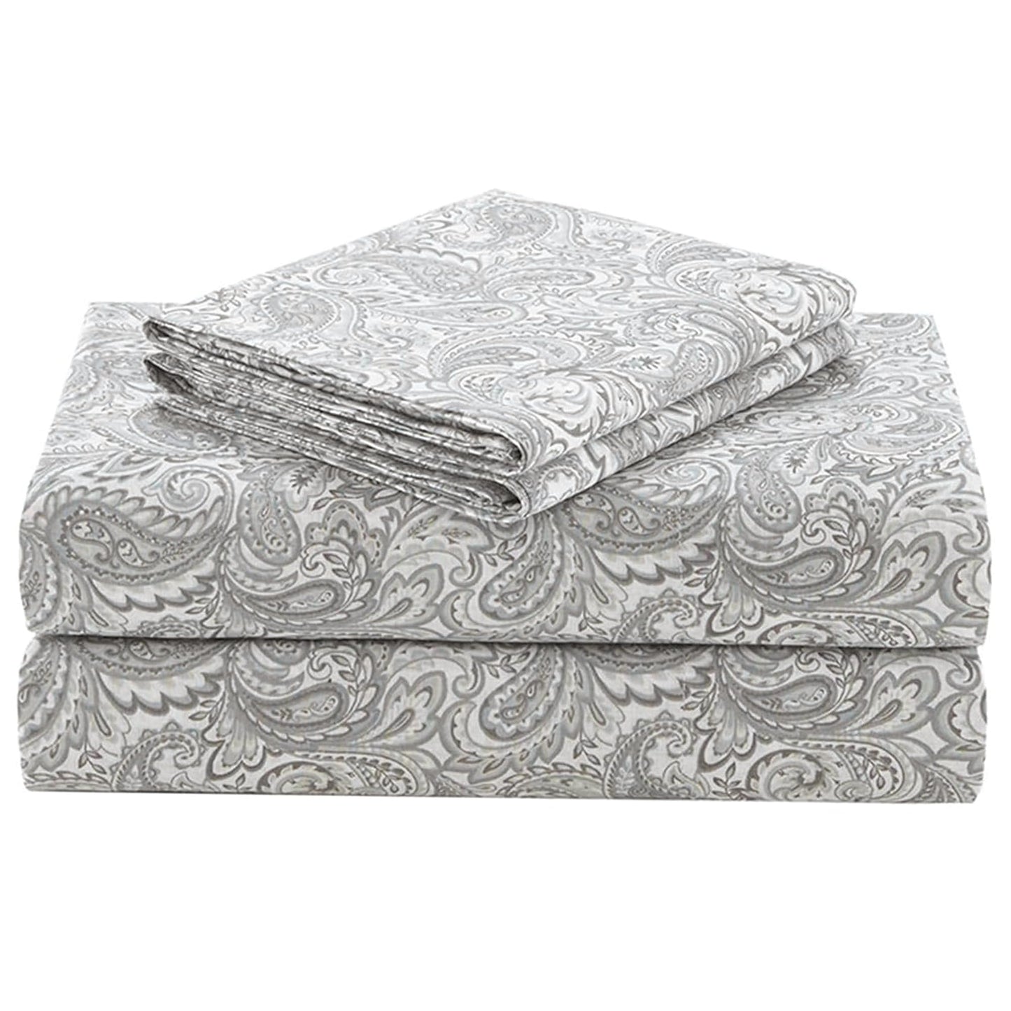 Comfort Spaces 100% Cotton Sheet Set Breathable, Lightweight, Soft with 14" Elastic Pocket Fits up to 16" Mattress, All Season Cozy Bedding, Matching Pillow Case, Cal King Paisley Multi 4 Piece