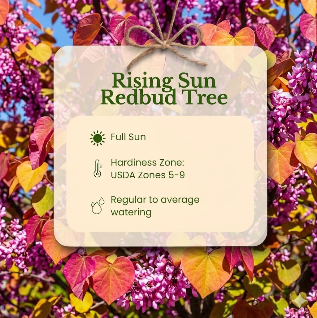 The Rising Sun Redbud Tree for Planting in Quart Pot, 12-18 Inch Tall, Eastern Redbud Tree with Seasonal Color Changes, Ornamental Tree for Home Garden Landscapes