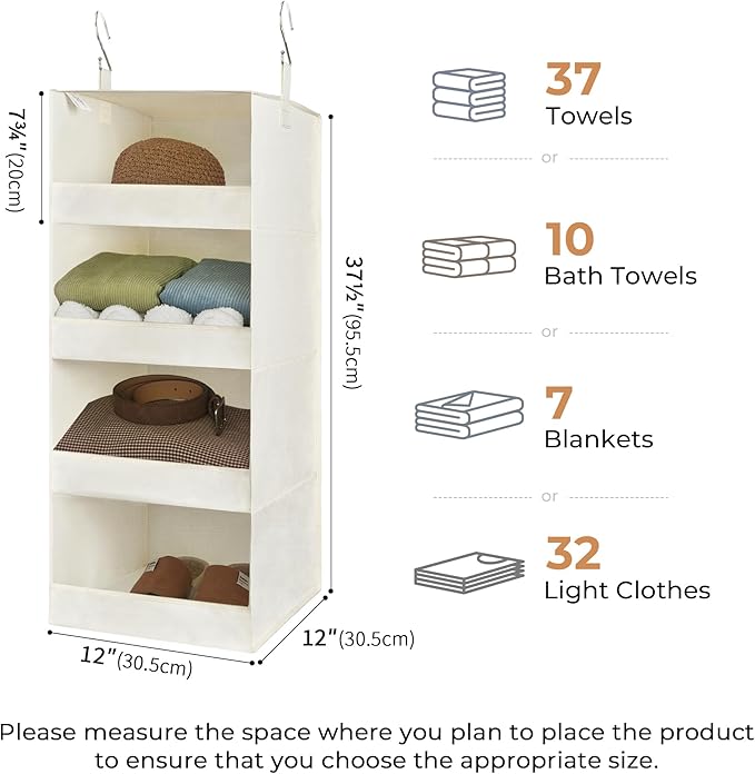GRANNY SAYS 4-Shelf Hanging Organizer, Closet Hanging Shelves, Space Saver