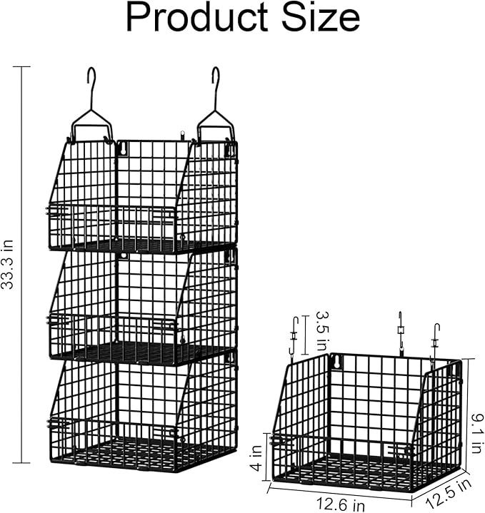 Larger & Deeper Hanging Storage Basket, Closet Organizers and Storage, Hanging